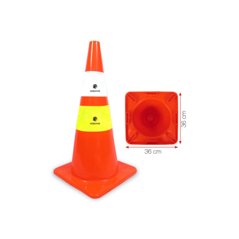 GOSAVE TRAFFIC CONE BLACK BASE 75CM