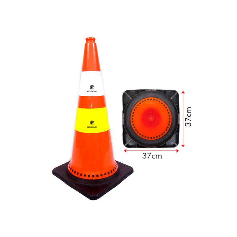 GOSAVE TRAFFIC CONE BLACK BASE 75CM