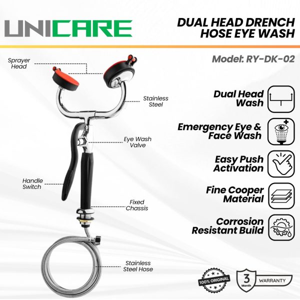 UNICARE Dual Head Eye wash Hose